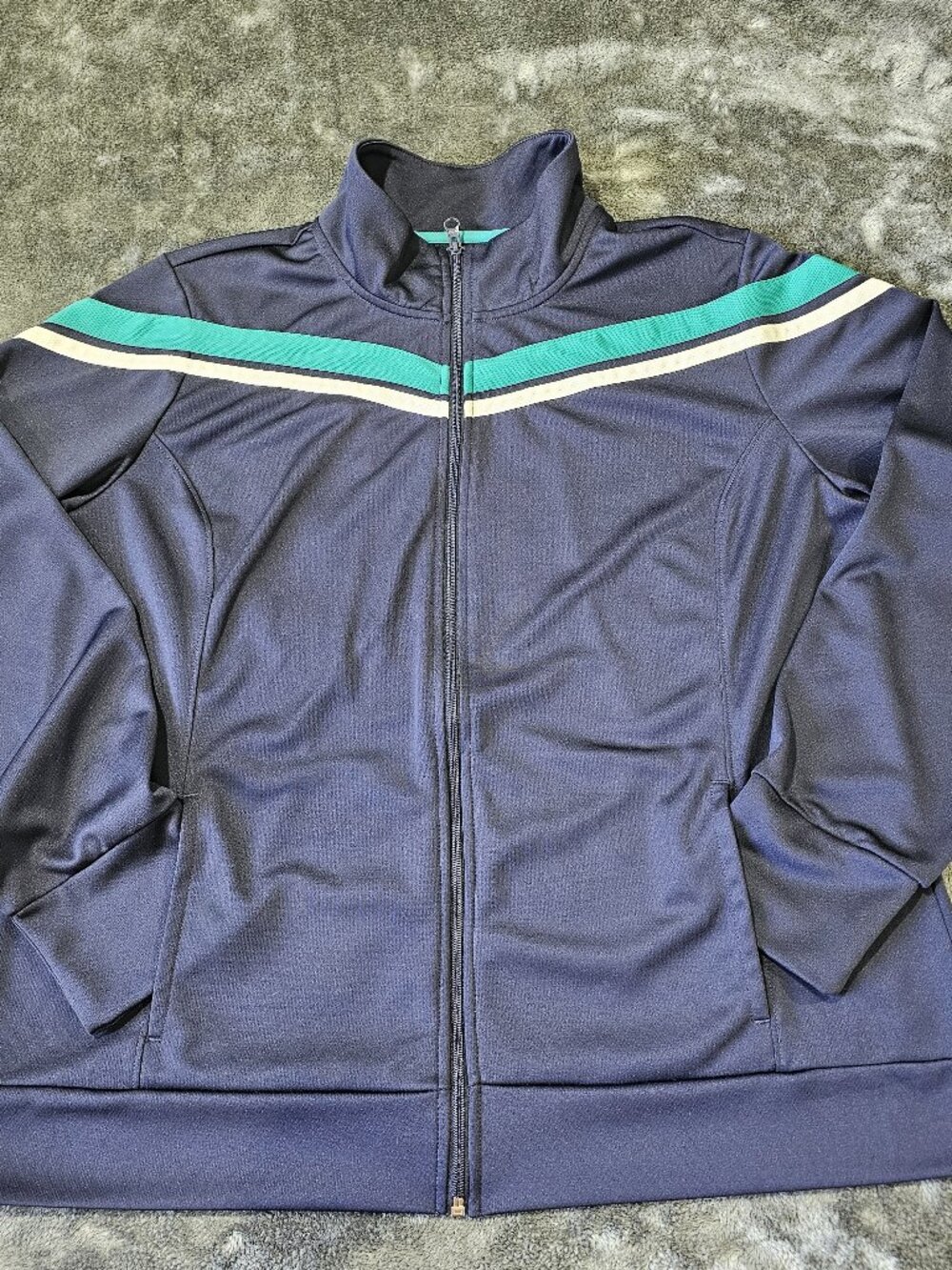 Made for Life Full Zip Jacket Women’s Sz XL Activewear Navy Blue Aqua White